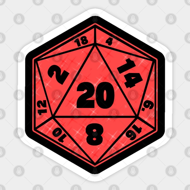 Shiny Red D20 Dice Sticker by TheQueerPotato